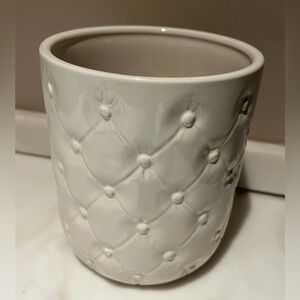 White Ceramic Quilted Planter/Crock
